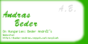 andras beder business card